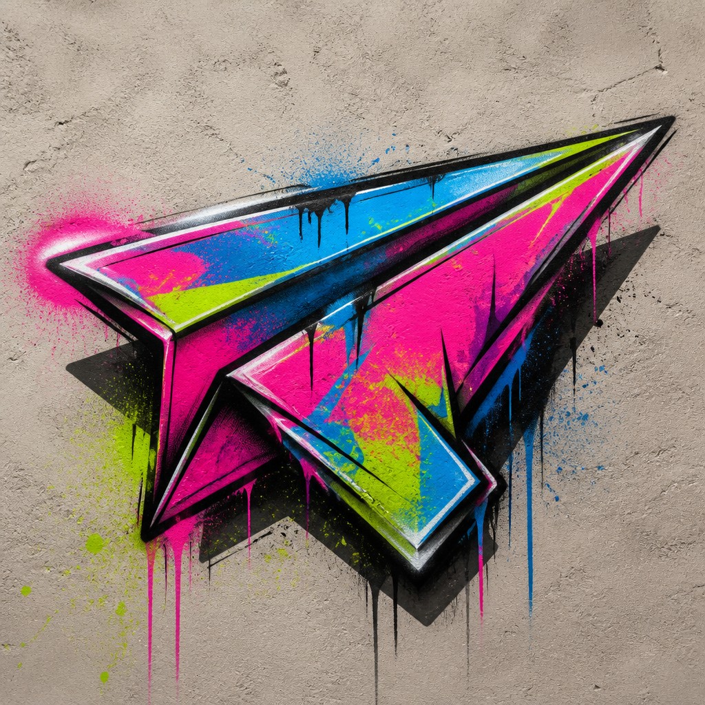 a paper plane, clean minimal composition on a plain background, no text — Graffiti Art Style icon