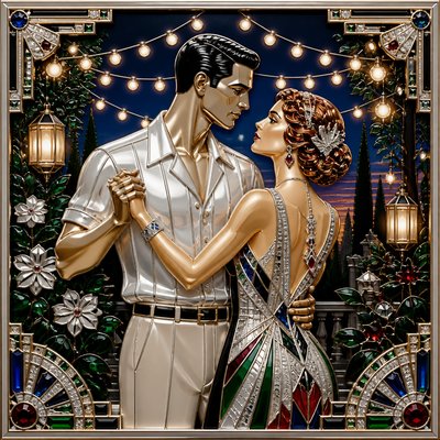 Art Deco Jewelry Design couple portrait example