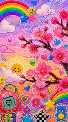cherry blossom branches against a soft dawn sky, no people — Kidcore Aesthetic wallpaper