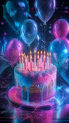 Augmented Reality Contemporary Art Style birthday card example