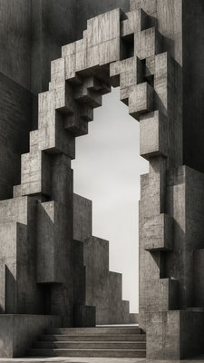 Brutalist Architecture Art wedding invitation example