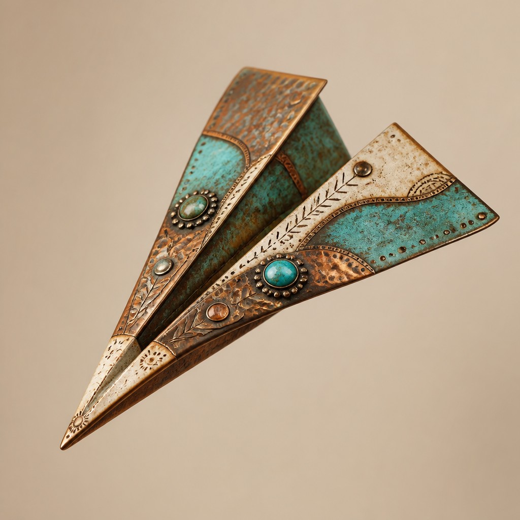 a paper plane, clean minimal composition on a plain background, no text — Bohemian Jewelry Design icon