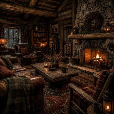 Rustic Cabin Interior Design coloring page example