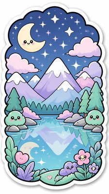 Kawaii Sticker Design phone wallpaper example