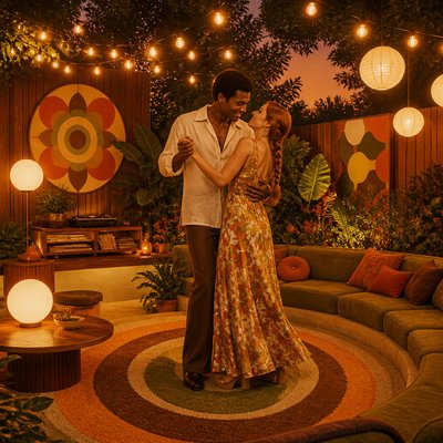 Retro 70s Interior Design couple portrait example