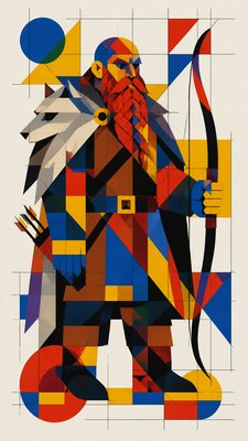 Bauhaus Geometric Art tabletop character portrait example
