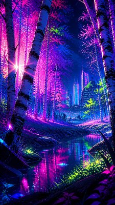 Cyberpunk Neon Anime Art Style wall art print example