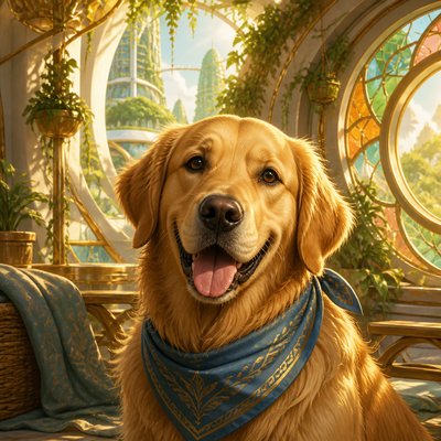 Solarpunk Aesthetic pet portrait example