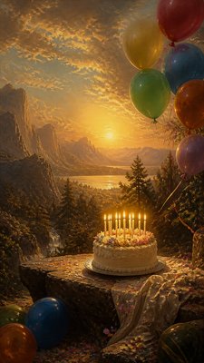 Hudson River School Art Style birthday card example