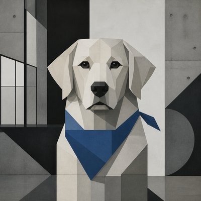 Minimalist Modern Art Style pet portrait example