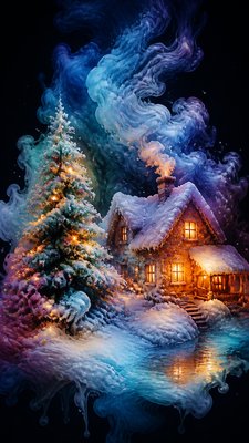 Ink in Water Christmas card example