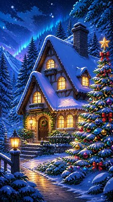 Anime Art Style Christmas card example