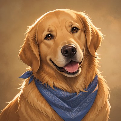 Semi-Realistic Anime Art Style pet portrait example