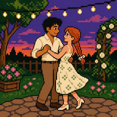 8-Bit Pixel Art Style couple portrait example
