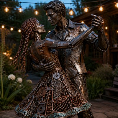 Metal Assemblage Sculpture Art Style couple portrait example