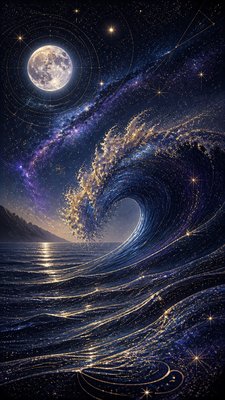 an ocean wave curling under moonlight, no people — Celestial Aesthetic wallpaper