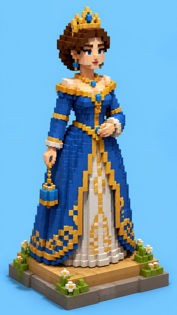 full-length portrait of an elegant figure — Voxel Art Style