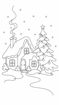 Single Line Minimalism Art Style Christmas card example
