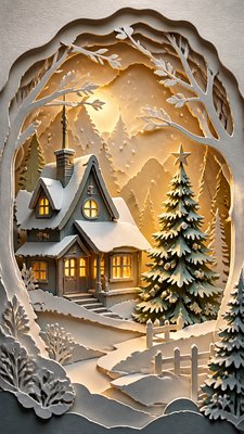 Paper Cut Art Style Christmas card example