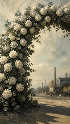 Social Realism Art Style wedding invitation example