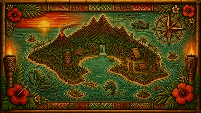 Tiki Aesthetic fantasy map example