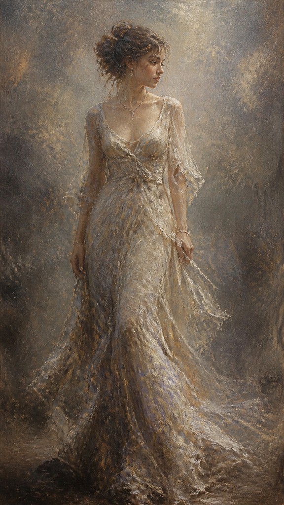 full-length portrait of an elegant figure — Scumbling Painting Style