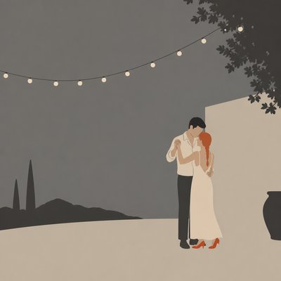 Minimalist Abstract Art Style couple portrait example