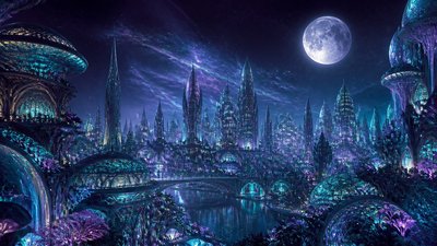a city skyline panorama at dusk with glowing windows, no people — Lunarpunk Aesthetic wallpaper