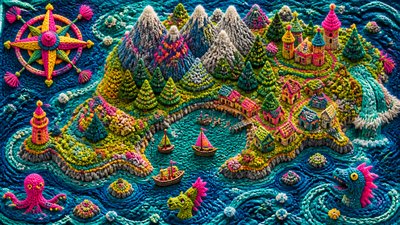 Yarn Bombing Street Art Style fantasy map example
