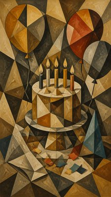 Cubist Still Life Art Style birthday card example