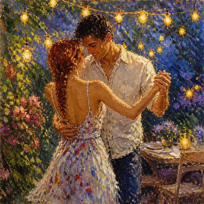 Impressionist Landscape Art Style couple portrait example