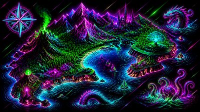 Neon Pop Art Style fantasy map example
