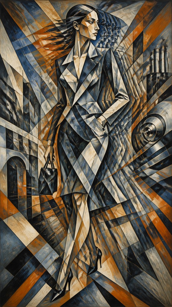 full-length portrait of an elegant figure — Cubo-Futurism Art Style