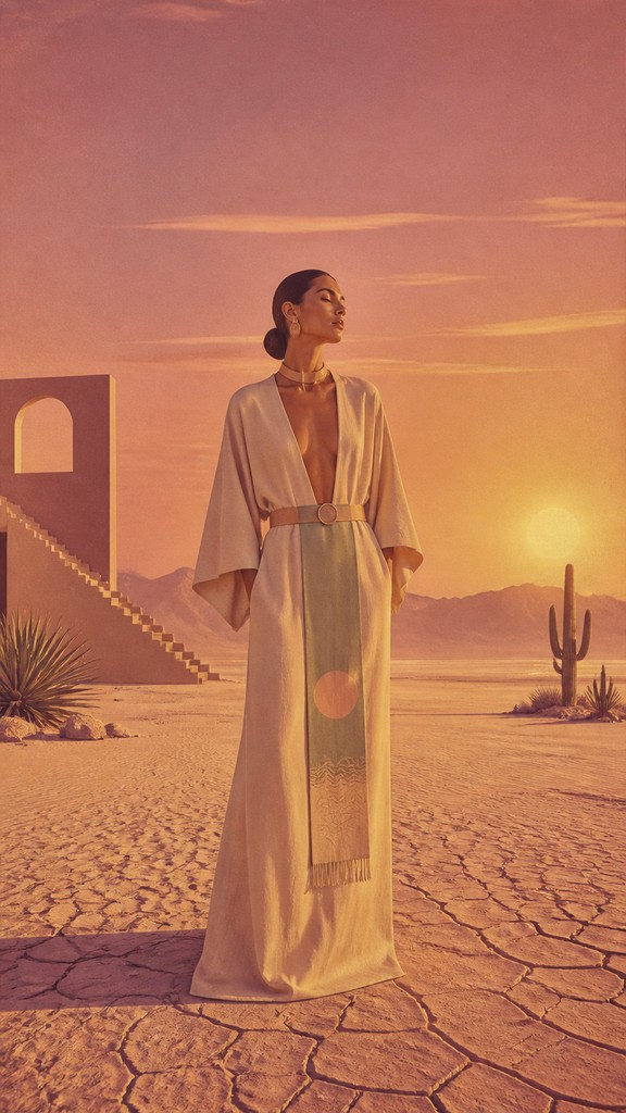 full-length portrait of an elegant figure — Desertwave Aesthetic