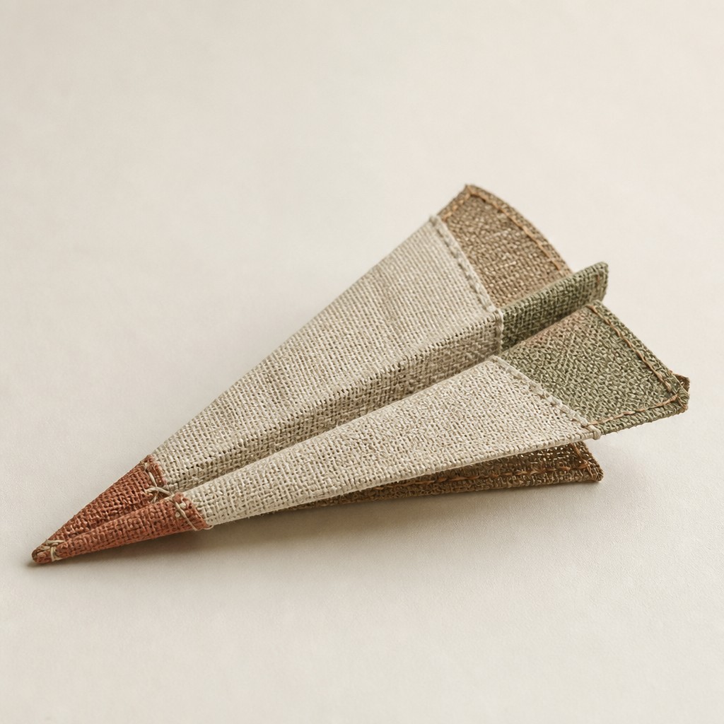 a paper plane, clean minimal composition on a plain background, no text — Sustainable Fashion Design icon