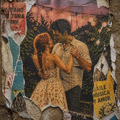Wheatpaste Poster Street Art Style couple portrait example
