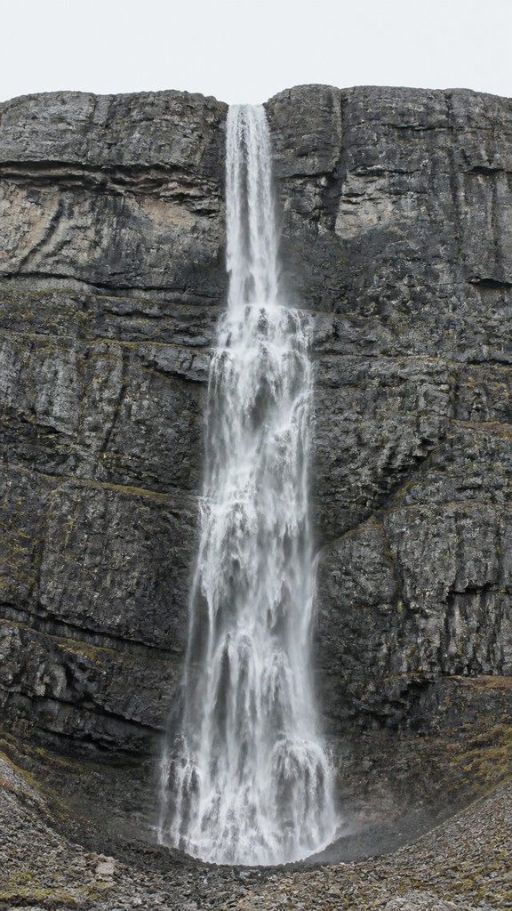 towering waterfall cascading down a cliff — Photo-Conceptual Art Style