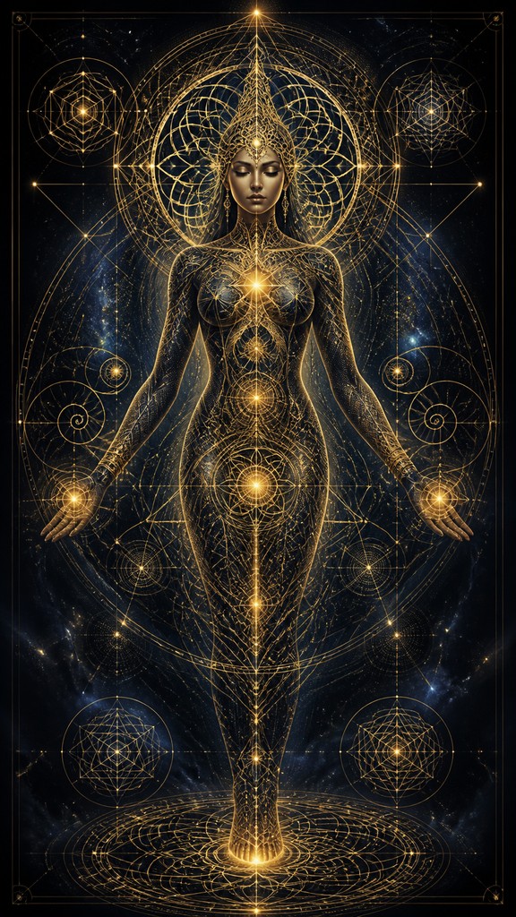 full-length portrait of an elegant figure — Sacred Geometric Art