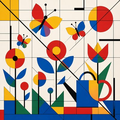 Bauhaus Geometric Art coloring page example