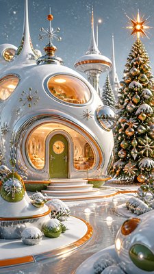 Space Age Aesthetic Christmas card example