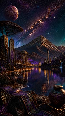 Afrofuturism Art Style phone wallpaper example