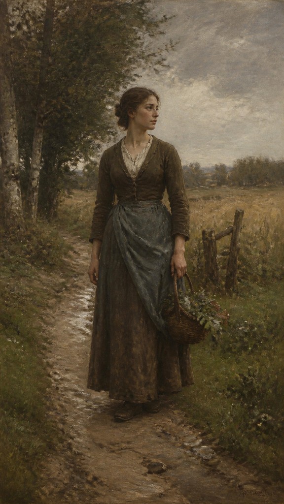 full-length portrait of an elegant figure — Barbizon School Art Style
