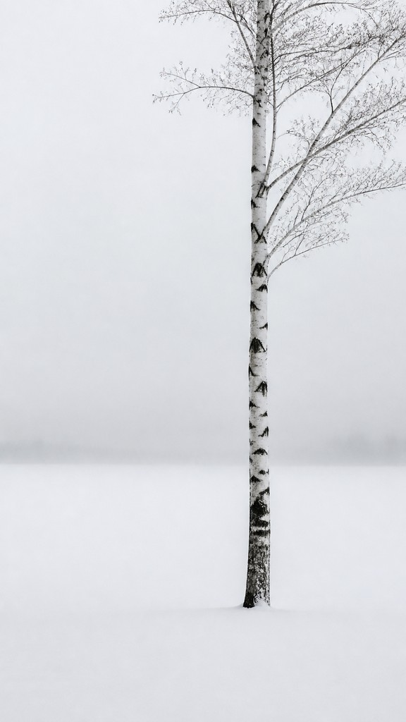 a serene birch forest in soft morning light, no people, no text — Minimalist Photography Style wall art print