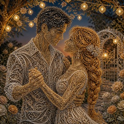 Filigree Jewelry Style couple portrait example