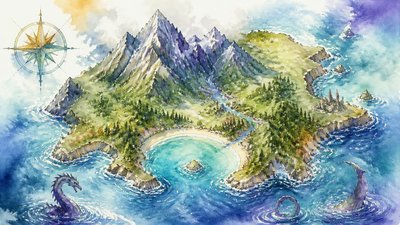 Watercolor Portrait Art Style fantasy map example