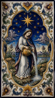 Majolica Ceramic Art Style tarot card example