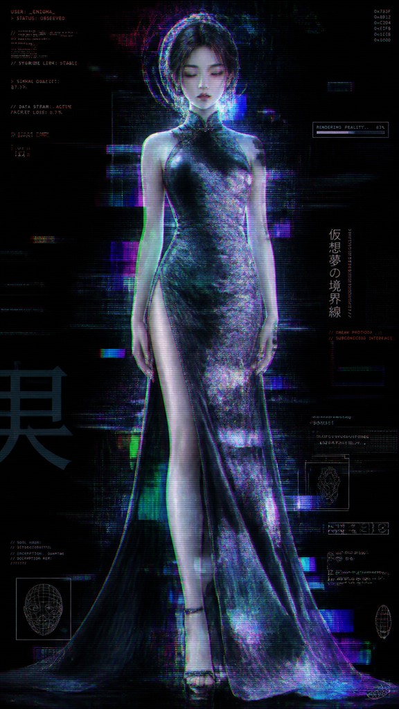 full-length portrait of an elegant figure — New Media Art Style