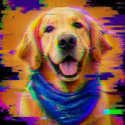 Glitch Digital Art Style pet portrait example