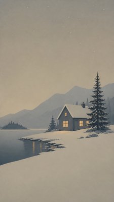 Minimalist Landscape Art Style Christmas card example