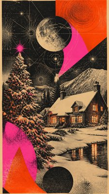 Retro-Futuristic Pop Surrealism Christmas card example